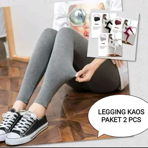 paket 2 pcs legging kaos spandex, ukuran standar dan jumbo/legging wanjita dewasa Panjang Fit Nyaman Lembut Wanita daily plus size Hitam Celana Dalaman Tebal