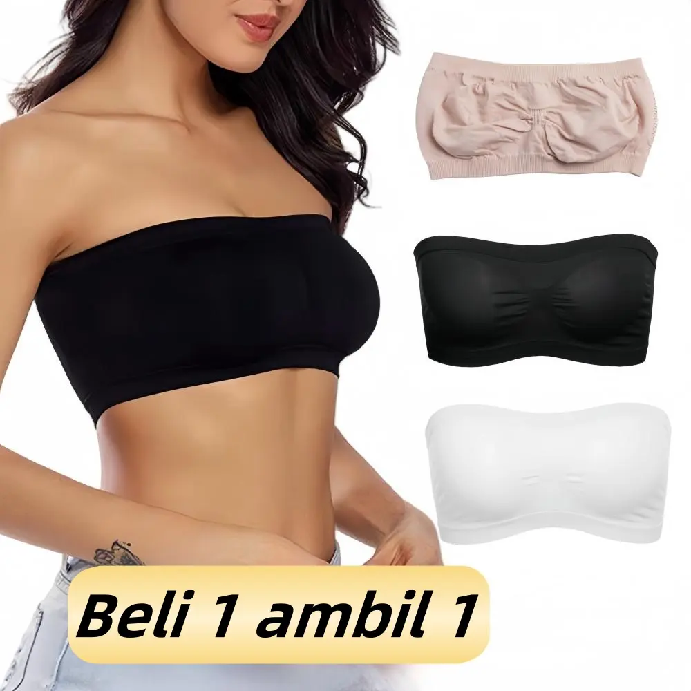 Beli 1 ambil 1 Bra Tanpa Tali Wanita Bernafas Tekan Tubi Perhimpunan Atasan Tiub Selesa Balutan Dada Bra Wanita