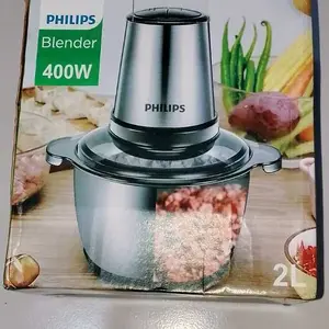 Chopper Phillips Daging Blender Bumbu Electric 400W 2L Kaca /Metal 304 Meat Grinder Food Processor Terbaru