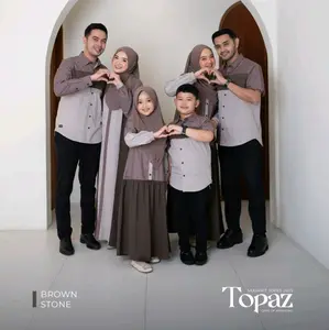 BROWN STONE TOPAZ SARIMBIT BAHAN ARABIAN CREPE MIX KATUN DOBBY baju lebaran , Wanita, Dress, Hitam, biru, coklat