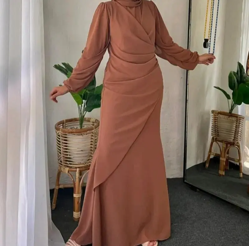 Dress Free Set Hijab Gamis Wanita Malaysia Press Body Simple Elegan Remaja Dewasa Jumbo Busui Frendly 5