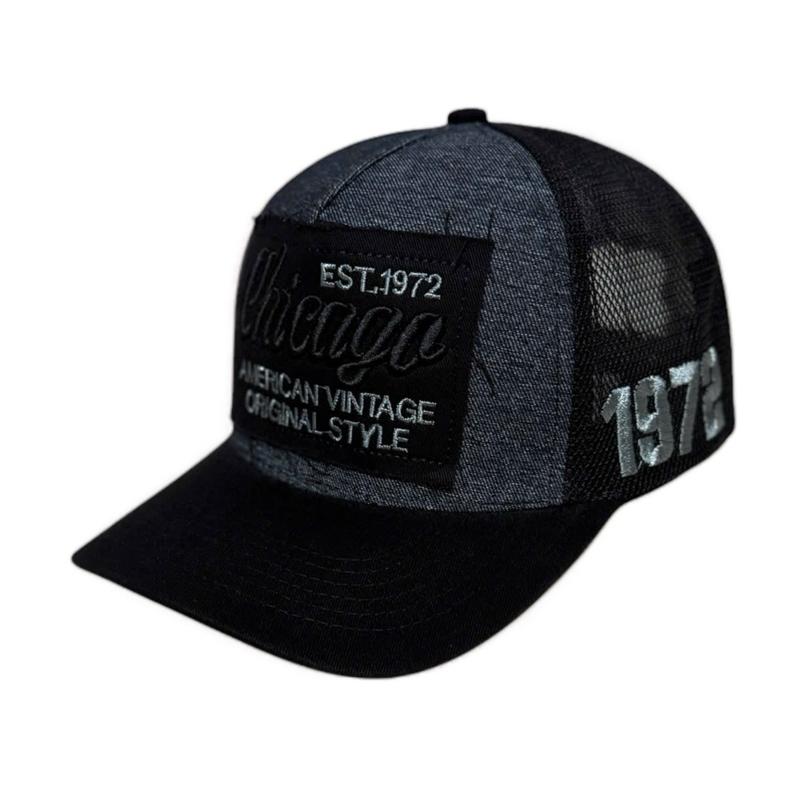 Mũ Chicago 1972 , mũ lưỡi trai thời trang nam nữ Chicago phối lưới nửa đầu dành cho nam nữ size đầu nhỏ và trung bình, Phong cách thời trang trẻ trung năng động