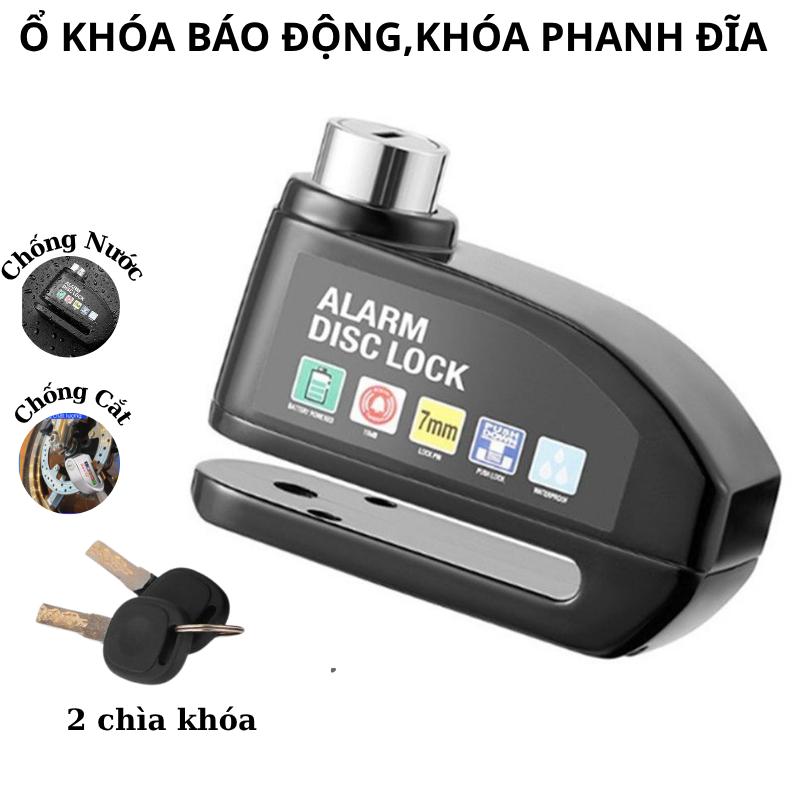 Ổ Khoá Phanh Đĩa Xe Máy Báo Động Có Còi Hú Chống Trộm Alarm Disc Lock Chống Nước An Toán Chắc Chắn