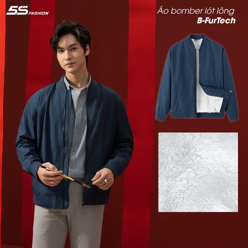 Áo Khoác Bomber Nam 5S FASHION Lót Lông Dày Ấm Thiết Kế Trơn Basic Dễ Phối AKB24043