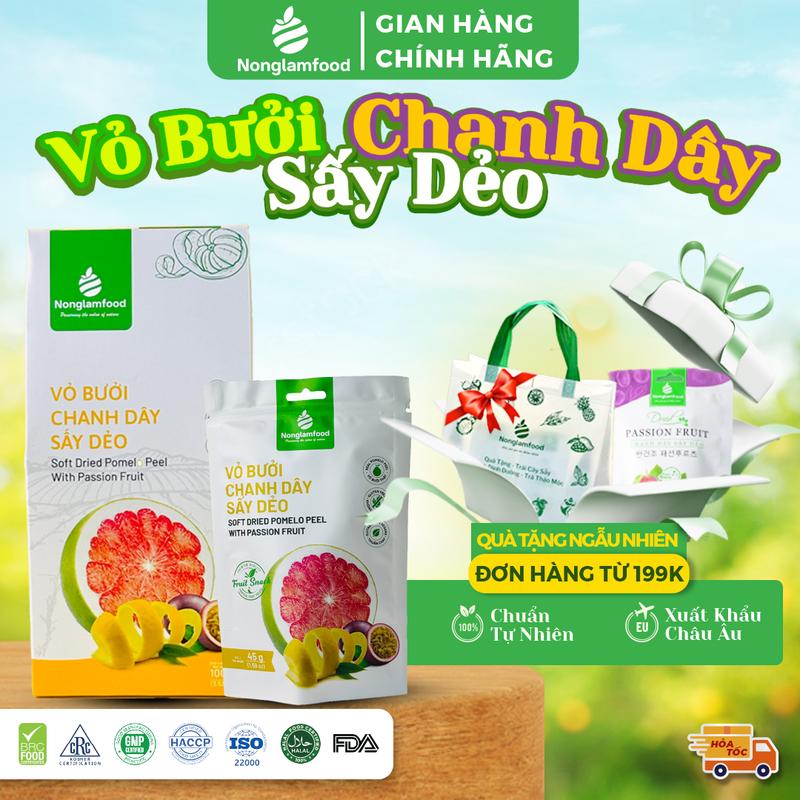 Vỏ Bưởi Chanh Dây Sấy Dẻo Nonglamfood Túi 45g 100g Healthy Snack Ăn Vặt Dinh Dưỡng
