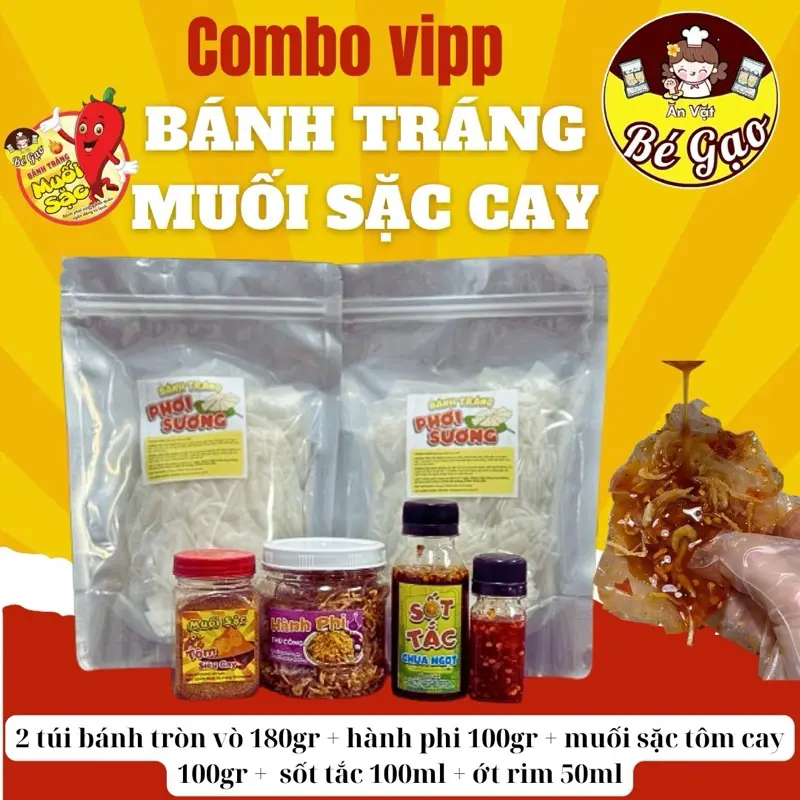 BEGAO Set Bánh Tráng Muối Sặc Cay - COMBO VIPP Nước Sốt Gia Vị