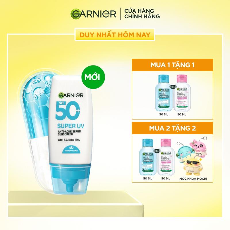 Kem Chống Nắng Garnier Phổ Rộng 12H Kiềm Dầu & Hỗ Trợ Giảm Mụn Spf 50+PA++++ 30ML