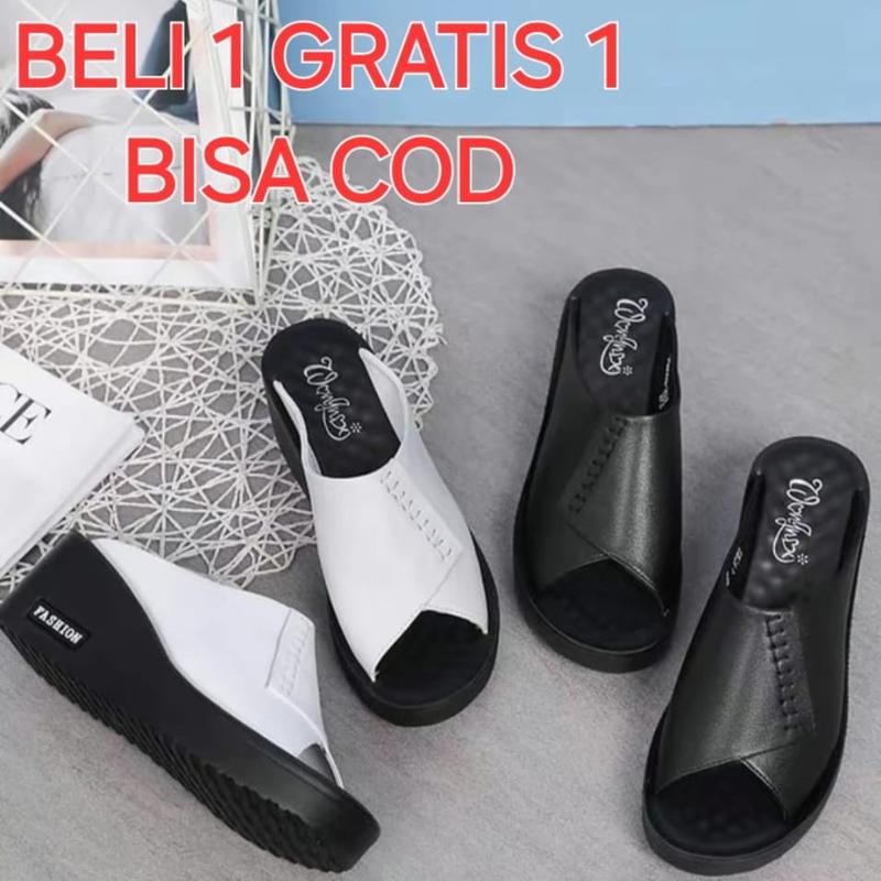 PROMO BELI 1 GRATIS 1 Sandal Wedges Wanita Terbaru Sandal Wedges Wanita Rempel Empuk Kekinian 2024 1