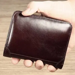 Dompet Kulit Asli MBLeak Slim Oil Vintage Keamanan RFID dalam Gaya Klasik