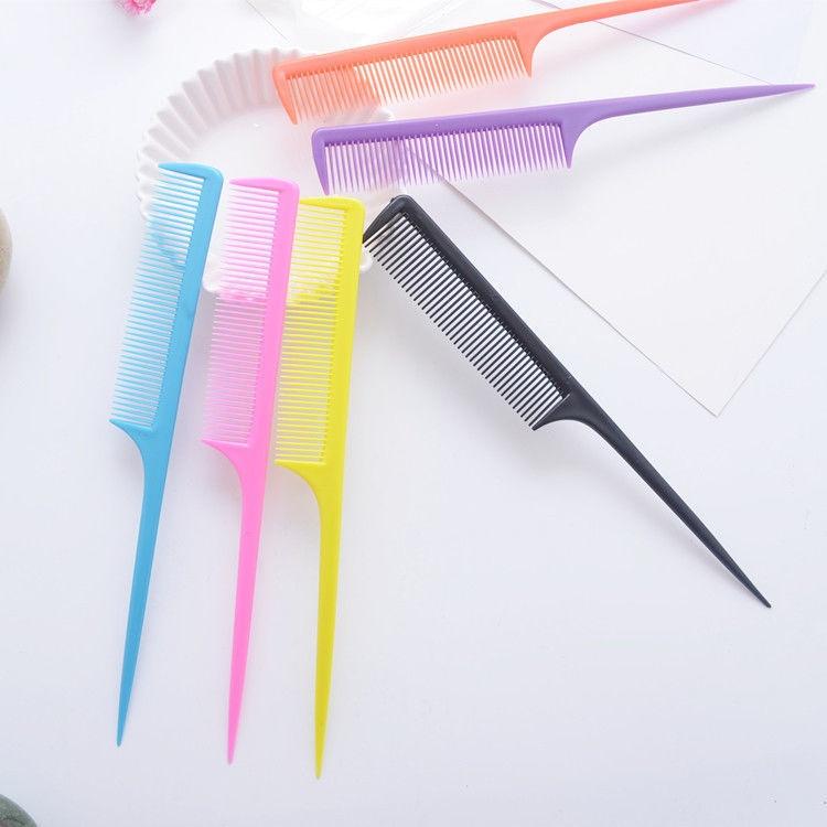 COD (YBL) Sisir Sasak Plastik Polos Warna Warni Sederhana Sisir Rambut Sanggul Gagang Panjang Sisir Konde Sisir Blow Lancip (BELI LOKAL) 4