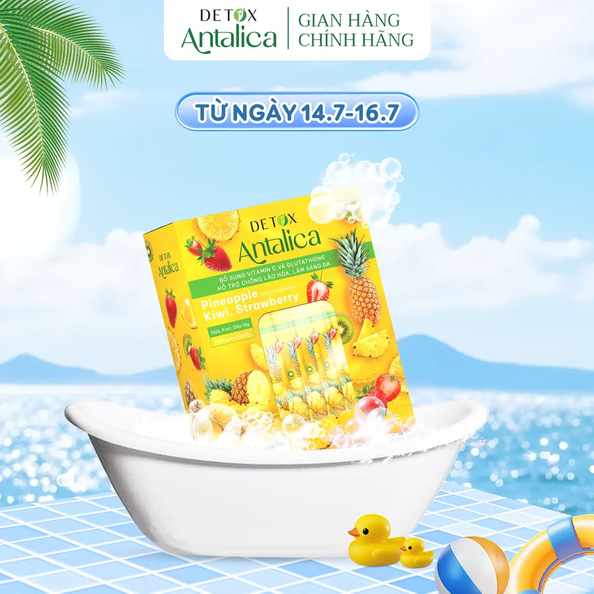 Antalica Detox Dứa Thơm Cung Cấp Vitamin C, Glutathione Hộp 20 gói