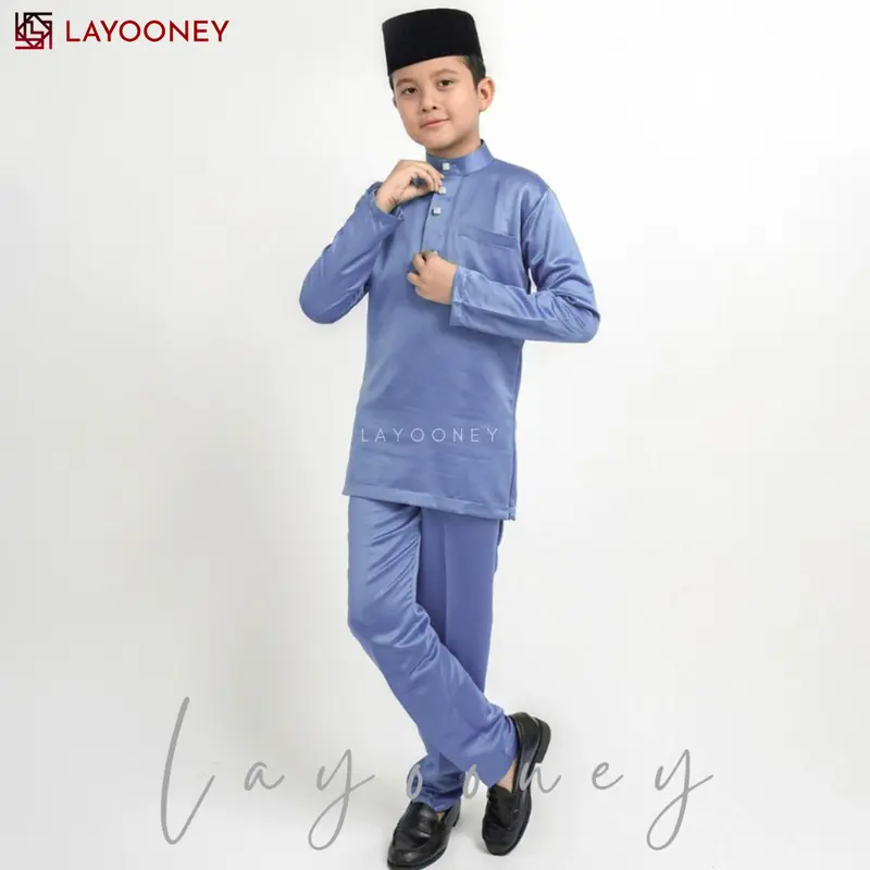 Layooney Baju Kurung Melayu Teluk Belanga Anak Laki Laki Setelan Pakaian Koko Muslim Cowok Cekak Musang Adat Malaysia 6