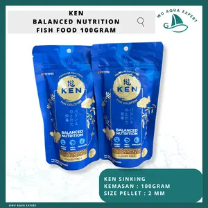 KEN Pakan Ikan Balanced Nutrition Fish Food 2mm 100gram Sinking Tenggelam Pelet Makanan Ikan Hias Koi Koki Goldfish Fish Food KEN TAKAR