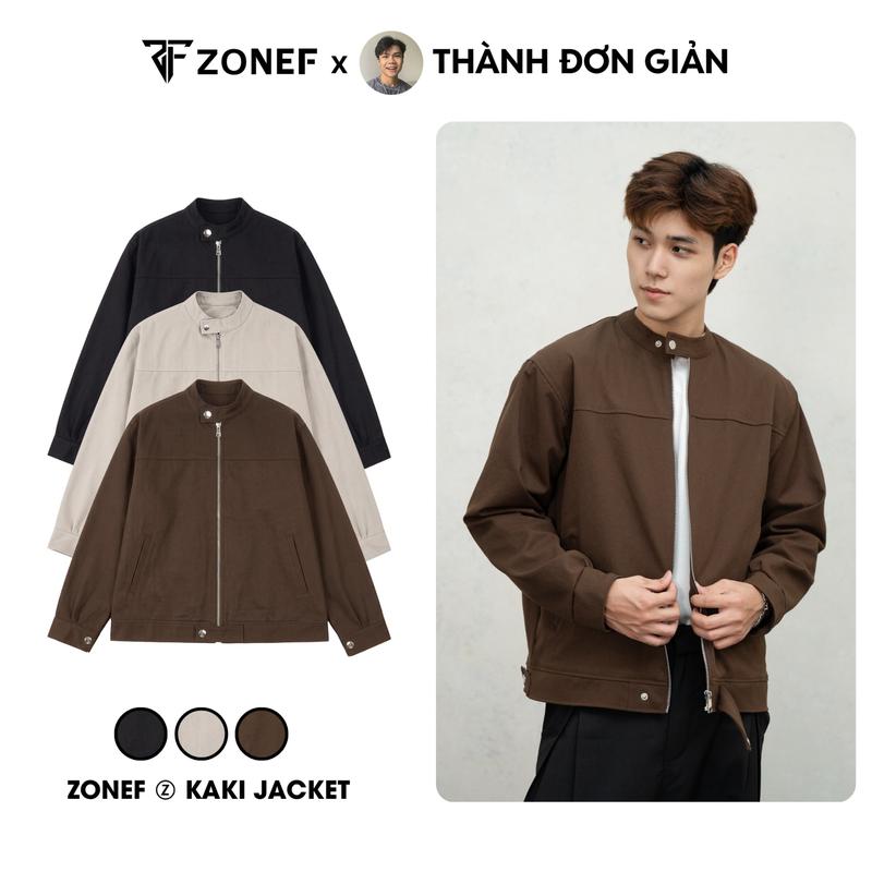 Áo Khoác Kaki Cổ Đứng Có Cúc Bấm by Zonef Studio, Áo Khoác Nam Nữ Unisex Vải Kaki 2 Lớp Lót Dù Mềm Mại Style Casual, Basic, Trẻ Trung