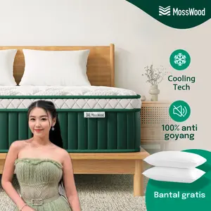 MossWood Kasur Spring Bed Cooling 25cm | Senyap, Anti-slip, Bisa tanpa Divan | [FREE Bantal & Bisa COD]