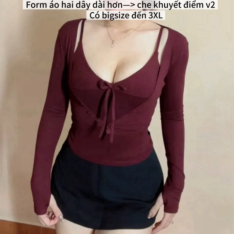 [SẴN ĐI HÀNG LUÔN] (Có size lớn) Set 2 món áo khoác ngoài FORM DÀI (Che Khuyết Điểm) - áo hai dây đúp ngực | BigBuy360 - bigbuy360.vn