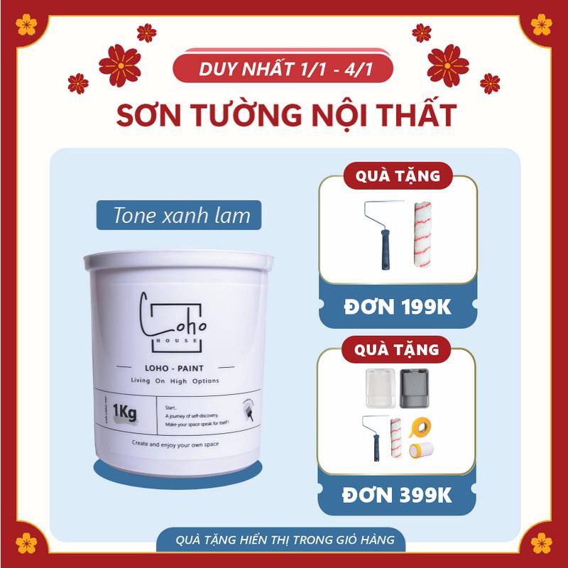  Sơn tường tone màu xanh lam | Lon sơn 1kg - Sơn nước nội thất cao cấp Loho-paint với các tone màu xanh lam 