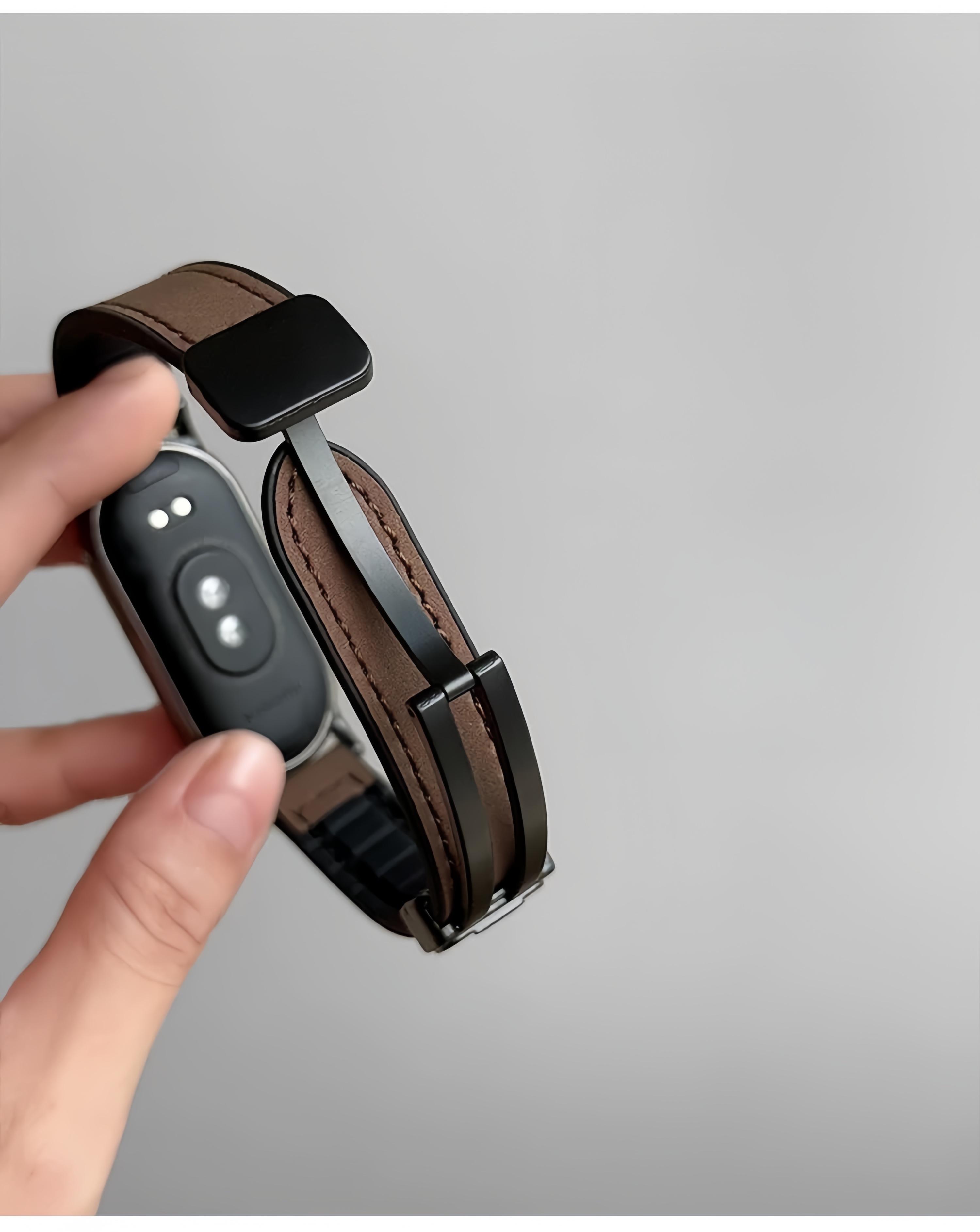（Tidak termasuk jam）Strap untuk For Xiaomi Smart Band 8/9/10 for Miband 10/9/8 Tali Jam Tangan Kulit dengan Magnet, Anti Air, Fashionable, Berbagai Warna, Cocok untuk Olahraga dan Bisnis