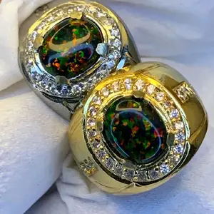 cincin batu permata natural kalimaya black oval