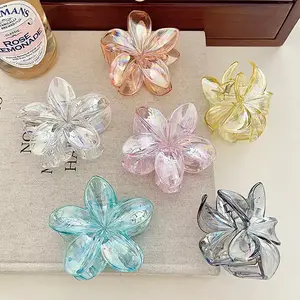 Vary Vase Jepit Rambut Bunga Korea-Kamboja Plastik Akrilik Transparan Warna Gradien Ukuran 8cm Cocok Untuk Pesta Dan Acara Lainnya Clips