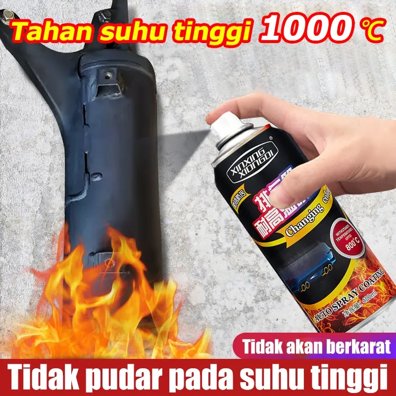 【Tidak pudar pada suhu tinggi】Doff Cat Tidak pudar pada suhu tinggi Cat Mobil Motor Tahan Bensin Cat motor premium hi temp black Cat Semprot Hi-Temp Black Hitam Doff untuk Mesin Knalpot kompor dll Cat