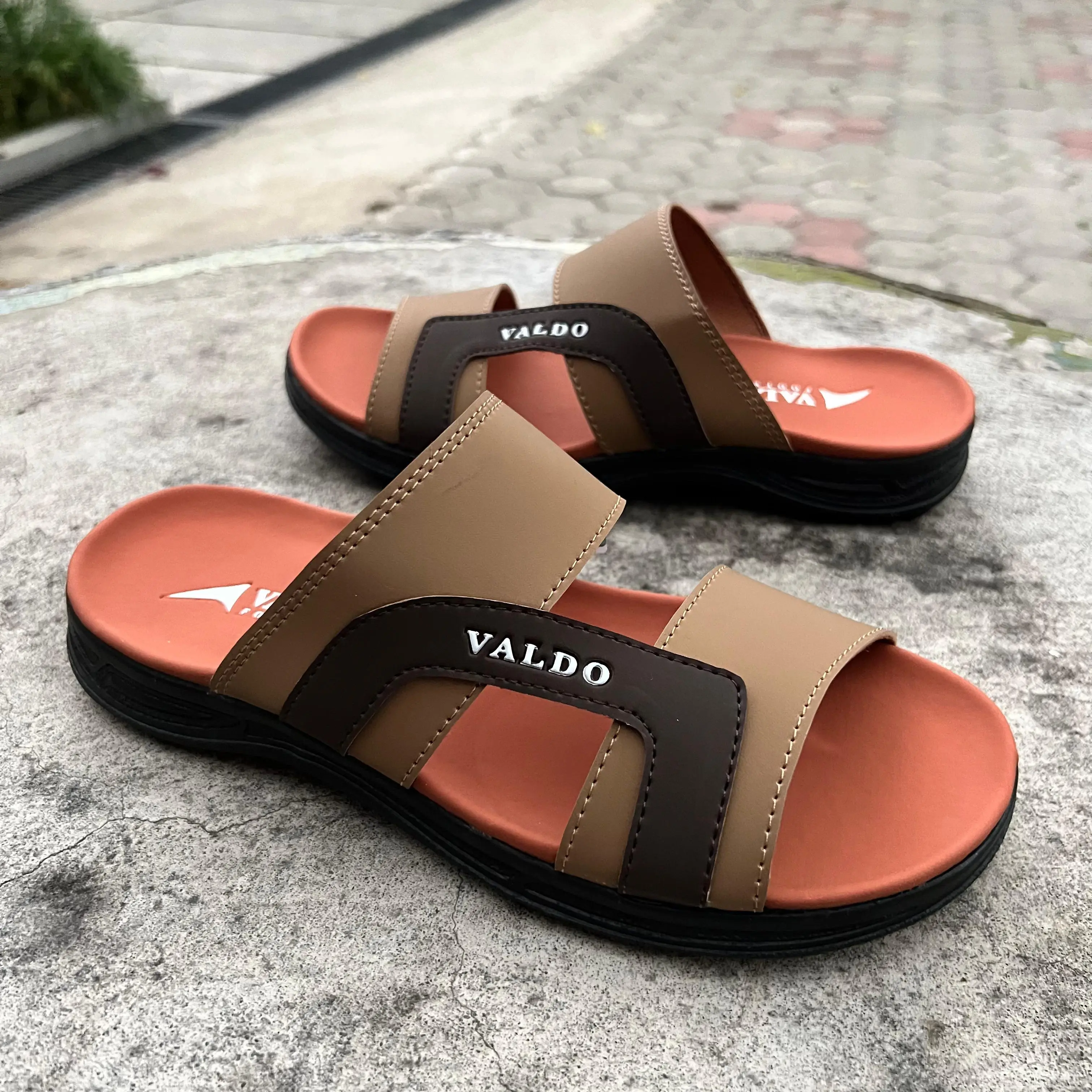 Sandal Pria Casual Slop Alpha 01 Coklat Tan Size 39-43 Slide Sendal Jepit