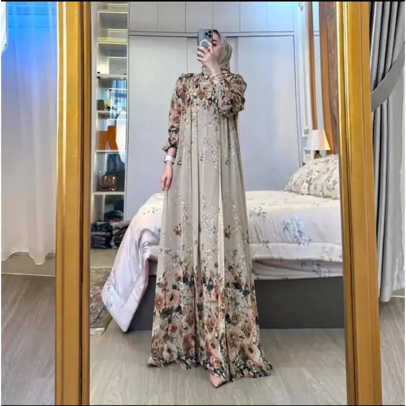 Gamis Set Hijab Rayon Premium | Gamis Hijab Terbaru | Dress Set Hijab | Gamis Viral Set Hijab Diamond 8