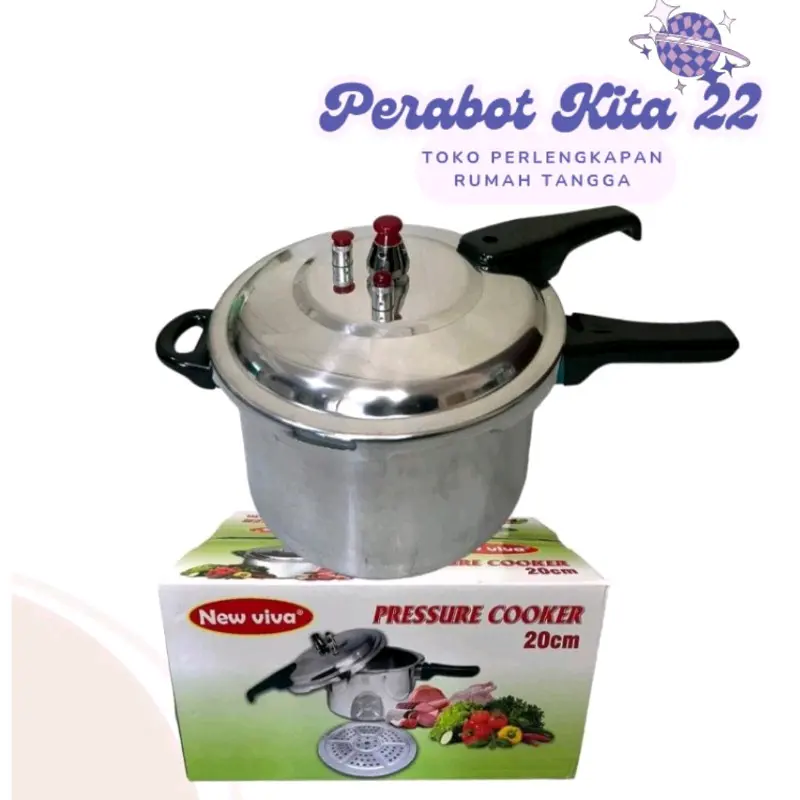 Panci Presto New Viva Pressure Cooker / 18cm / 20 cm / 24 cm / Panci Pelunak Tulang / Stainles Steel Bahan Kuat / Panci Presto New Viva 4