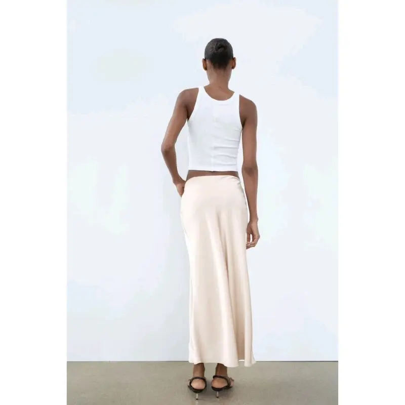Rok Wanita zrrr Satin Effect Midi Skit 2