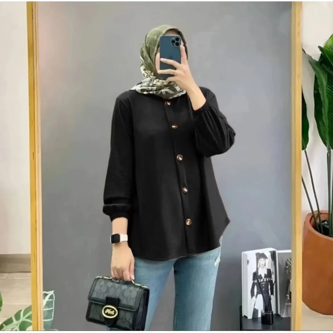 Kemeja Wanita Basic Atasan Crinkle Airflow Kemeja Polos Jumbo XL XXL