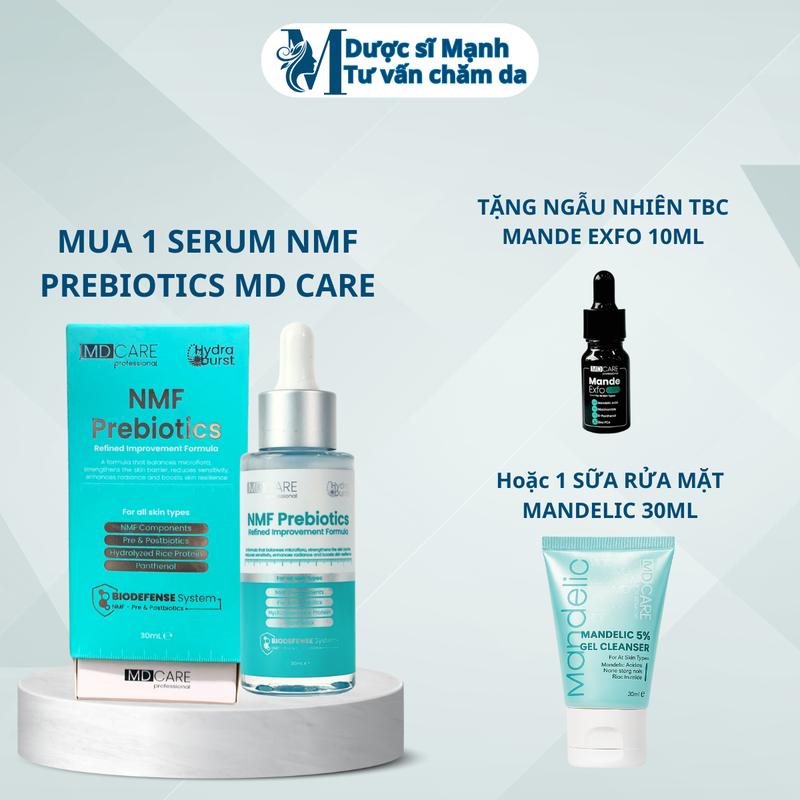 Serum Cân bằng lợi khuẩn MD CARE NMF Prebiotics Serum thành phần Lợi khuẩn Prebiotics Postbiotics và Panthenol hỗ trợ Phục hồi hàng rào bảo về da Làm dịu da Giảm kích ứng cho da - Chai 30ml - Dược sĩ Mạnh