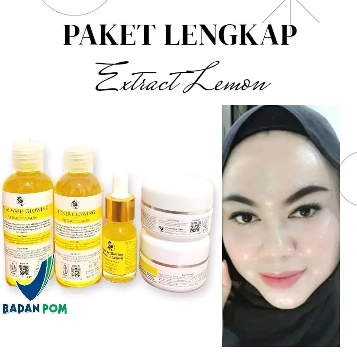 Paket skincare lengkap glowing lemon memutihkan wajah yang susah putih menghilangkan flek atau melasma dan bekas jerawat Membersihkan Memudarkan Muka Kusam Hitam Perawatan Mencerahkan Facial Mengencangkan