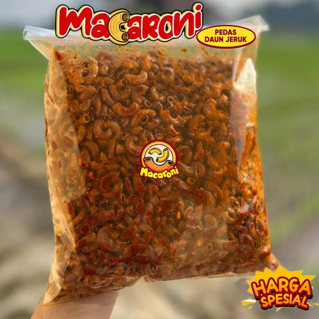 1 KG Makroni Cikruh Bumbu Pedas Daun Jeruk - Cemilan Food Snack Keripik Kering Kripik Makanan