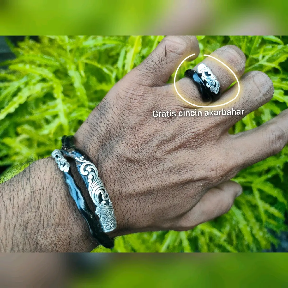 gelang akarbahar hitam lentur size kantoran Elegan