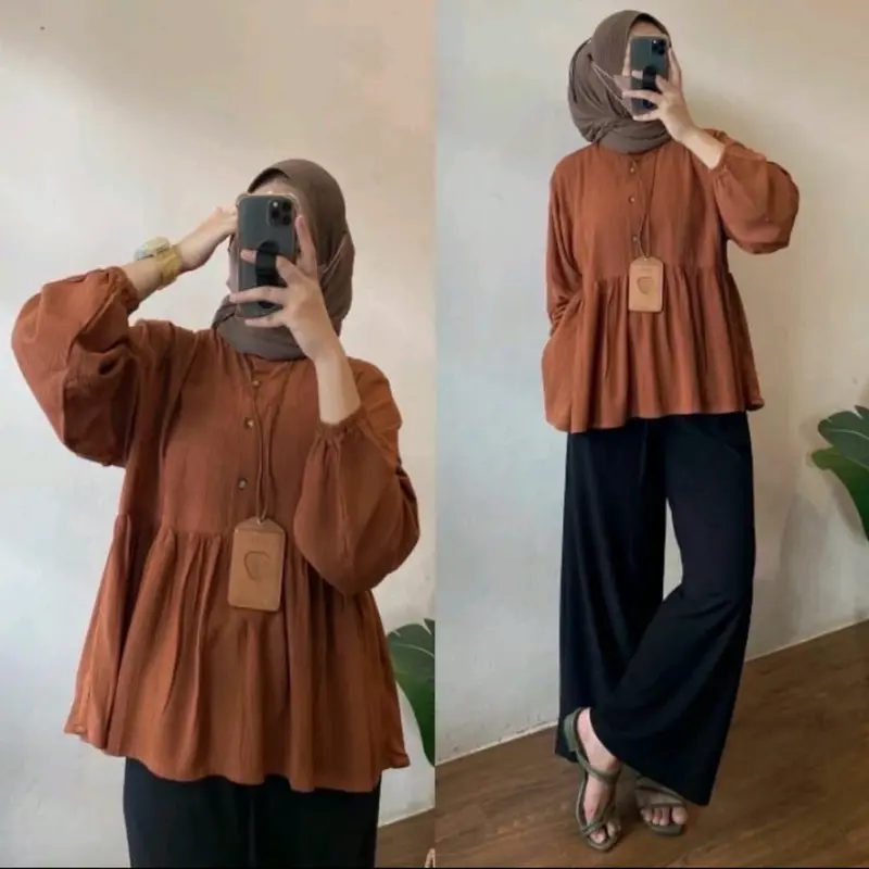 Onella Blouse Atasan Wanita - Atasan Kekinian Fit to L - Terbaru Bahan Rayon Adem - BISA COD 5