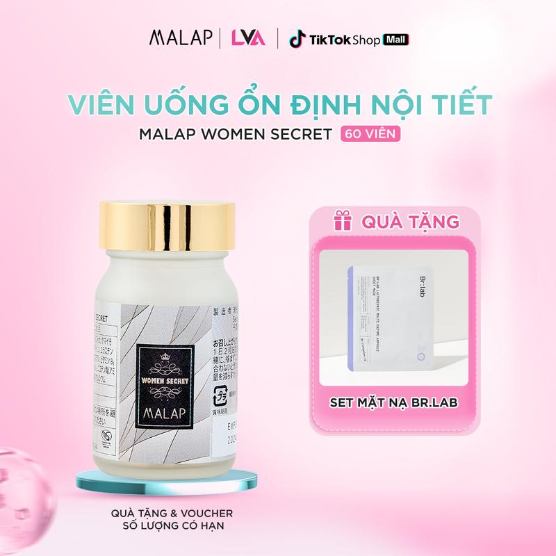 (Tặng set mặt nạ Br:lab) Viên Uống Ổn Định Nội Tiết Tố MALAP Women Secret Nhật Bản Hộp 60 Viên