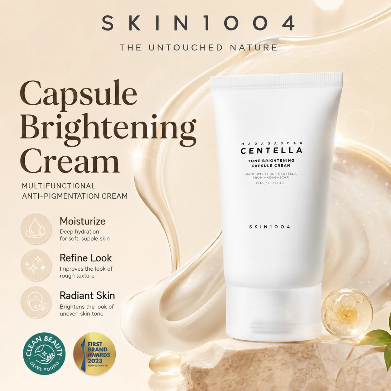 【On Sale】  SKIN1004 Madagascar Centella Tone Brightening Series - Capsule Cream 75ml| Brightening & Soothing Centella Cream|acial moisturizer for hyperpigmentation care Original kbeauty brightening skin barrier cream|
