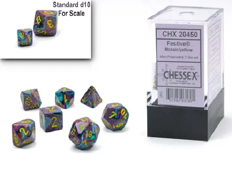 Chessex Festive Mini hedral Mosaic/yellow 7 Die set (CHX 20450)