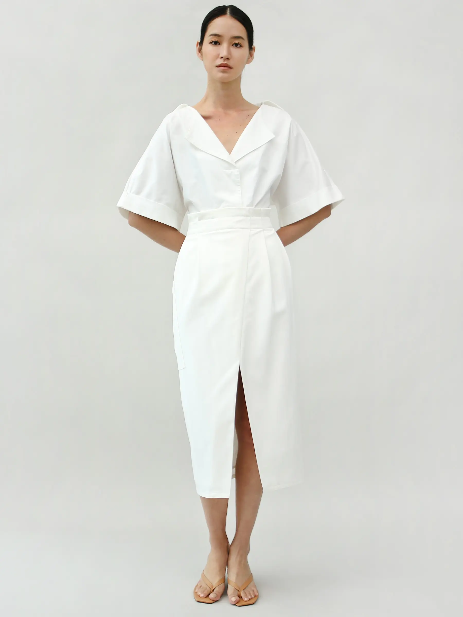 [MONO] Neal High Waist Skirt Pleated Waist Side Pockets