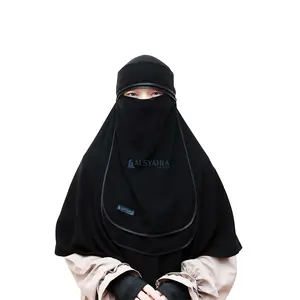 Niqab Poni 2 Layer Bisban Hijrah Sifon Jetblack Alsyahra Exclusive Hitam Arab Muslim Safety