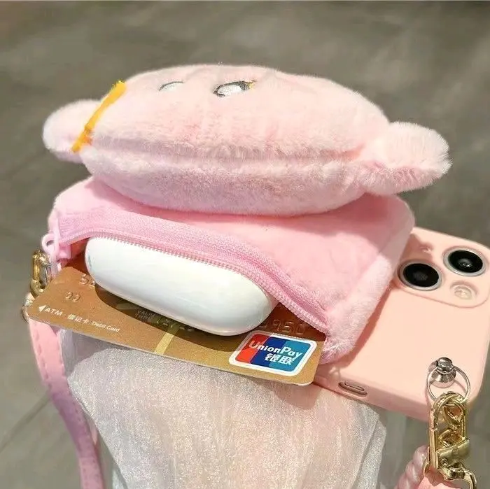 (0031) Gantungan Hp Aestetic lanyard strap mini bag  boneka cute korean  pink Handphone holder Tali soft silicon ungu tua 4
