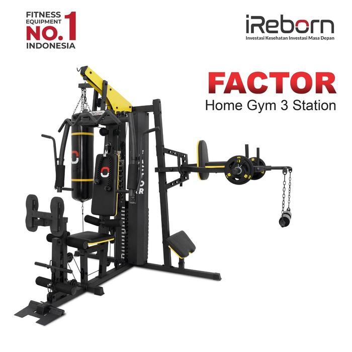 Gambar Home Gym 3 Station 150LBS iReborn Factor - Alat Fitness Gym Olahraga Rumahan dari iReborn Fitness Surabaya Kota Surabaya Tokopedia