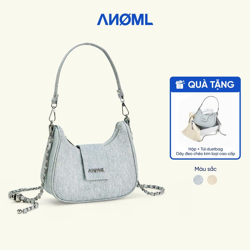 Túi Xách Tay Elite ANOMALY Da Giả Denim Kèm Dây Đeo Chéo Kim Loại, Túi Đeo Vai Nữ Thời Trang Đi Làm Đi Chơi
