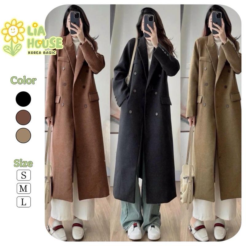 Áo Mangto Nữ Dài Tay Dáng Dài Cúc Phối Chất Dạ Ép Có Lót Trong - Lia House SB 134