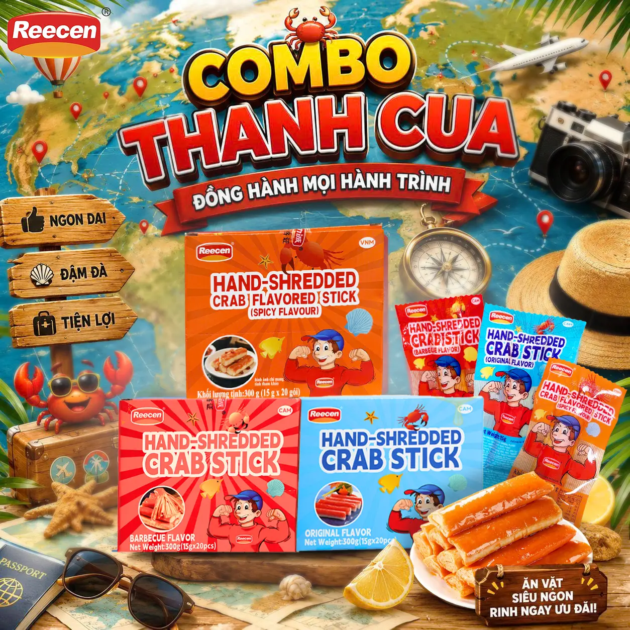 [REECEN] Thanh Cua Tẩm Vị Ăn Liền Thơm Ngon | Thanh Cua Ăn Vặt Tiện Lợi | Đồ Ăn Nhẹ Nhỏ Gọn Dễ Mang Đi Học Đi Làm | Món Ăn Vặt Văn Phòng, Sinh Viên, Học Sinh | Snack Tiện Lợi Mang Theo Khi Đi Chơi, Du Lịch, Dã Ngoại | Thanh Cua Thả Lẩu,Topping lẩu,kèm cơm
