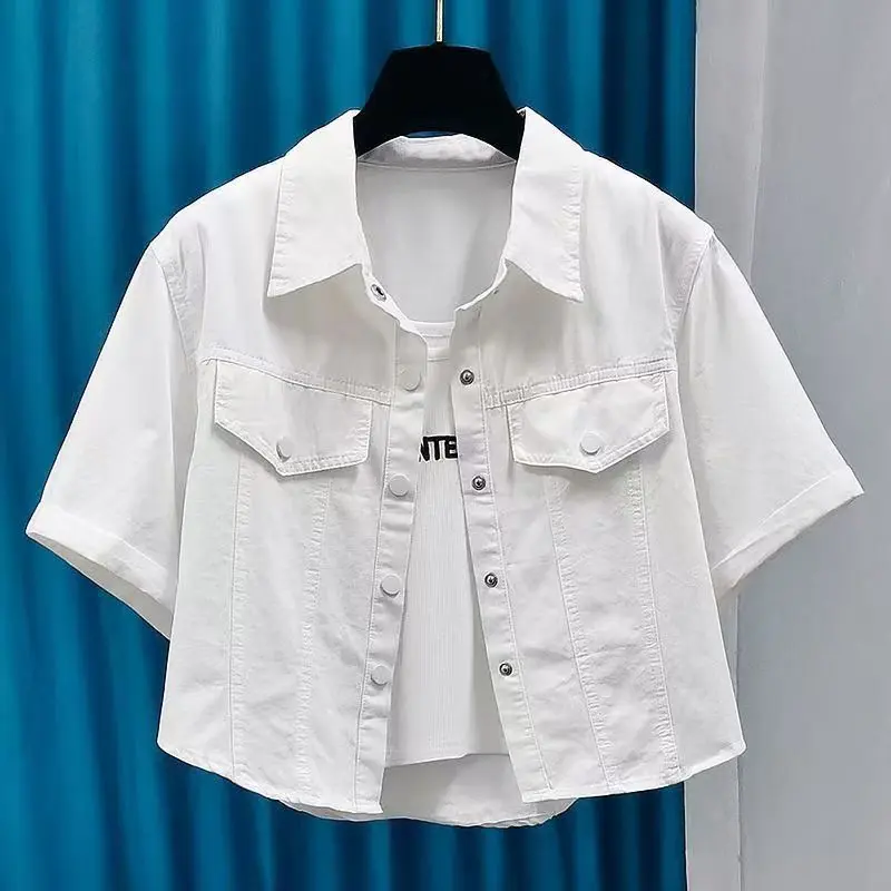 2025 เสื้อลำลองแขนสั้นแบบใหม่สำหรับฤดูร้อน，เสื้อผ้าทำงานยาวสั้น, เสื้อโค้ทแขนยาวลำลอง, เสื้อเชิ้ตสีทึบ, สำหรับผู้หญิง, แฟชั่นสุดชิคต้นฤดูใบไม้ร่วง, เสื้อต่อต้านริ้วรอย, อินเทรนด์,