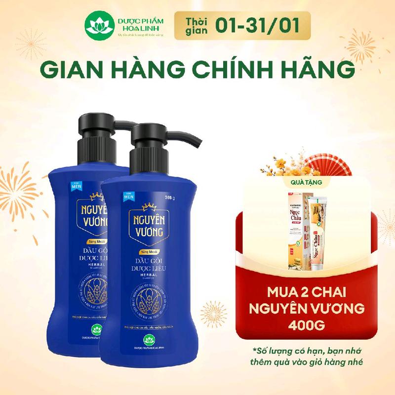  Combo 2 chai Dầu gội dược liệu Nguyên Vương Sảng khoái dành cho nam 365g tặng 35g - hương sảng khoái phù hợp cho da đầu dầu nhờn gàu ngứa 