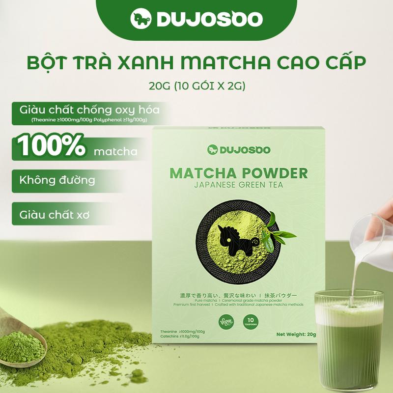 Bột trà xanh DUJOSOO Matcha, Chất chống oxy hóa, Chất xơ cao, Không đường, Trà xanh Nhật Bản, 100% Matcha, Keto, Thuần chay, 20g (10 gói)/2489