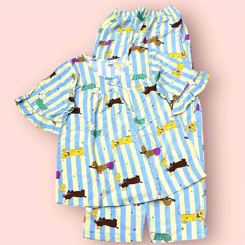 Đồ bộ tole 2 da Quần Dài Tay Bèo họa tiết trẻ trung thoáng mát tươi sáng