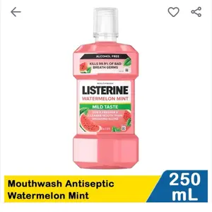 (ISI 3 BTL)LISTERINE Mouthwash Antiseptic Watermelon Mint 250 mL - ISI 3 BTL, Mild Taste, Alcohol Free, Kills 99.9% of Bad Breath Germs
